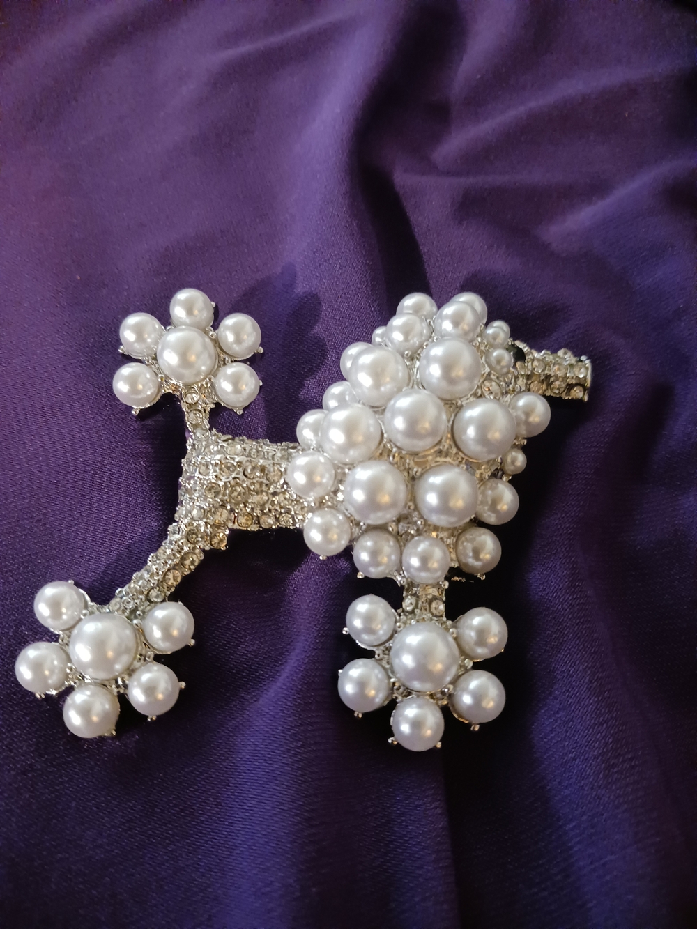 Pearl Cluster Poodle Brooch